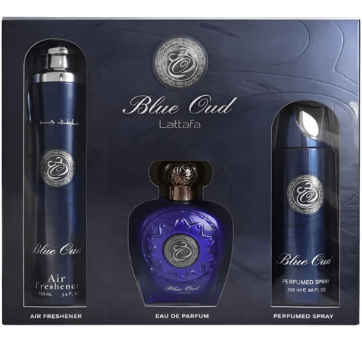 Set Cadou Lattafa Blue Oud 3 pcs 100 ml, DEO 200 ml + A/F 300 ml