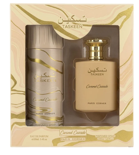 Set Paris Corner Taskeen Caramel Cascade Eau de Parfum 100 ml + Deodorant Spray 200 ml