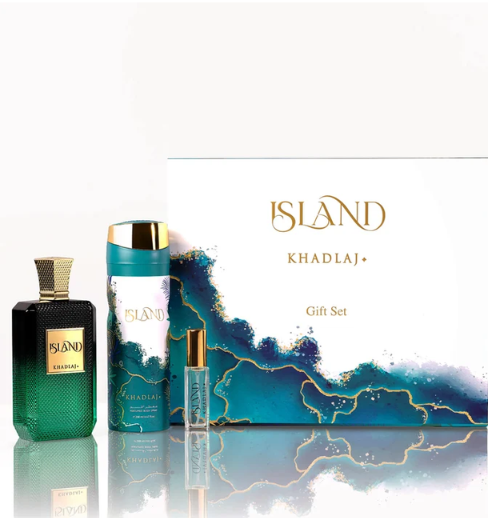 Khadlaj Island Set Extract Parfum 100 ml + Body Spray 200 ml + Extract Parfum 10 ml