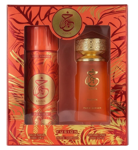 Set Paris Corner Khair Fusion Eau de Parfum 100 ml + Deodorant Spray 200 ml